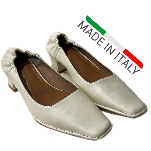 PUMPS SCRUCH SQUARE TOE MADE IN ITALY SZ 230 US 6.5 ELASTICATED TOP-LINE PREPPY - Picture 1 of 16